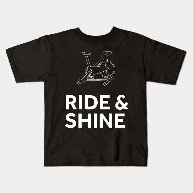 Ride & Shine Spin Class Kids T-Shirt by murialbezanson